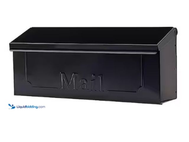 Lot 49-3631177 - Architectural Mailboxes Townhouse Black, Small, Galvanized Steel, Horizontal, Wall Mount Mailbox, Mo...