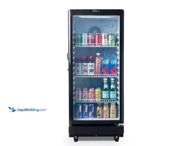 Lot 49-2022681 - Premium LEVELLA 6.0 cu. ft. Commercial Upright Display Refrigerator Glass Door Beverage Cooler in Bl...