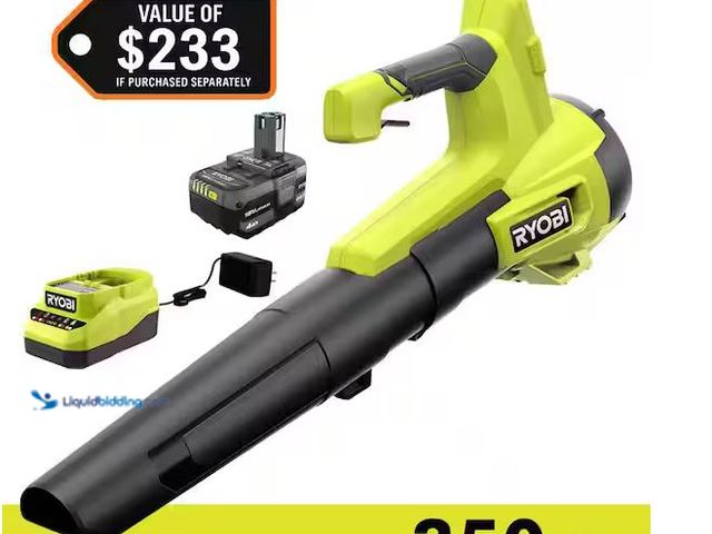 Lot 49-5460685 - RYOBI
ONE+ 18V 100 MPH 350 CFM Cordless Battery Variable Speed Jet Fan Leaf Blower with 4.0 Ah Batt...