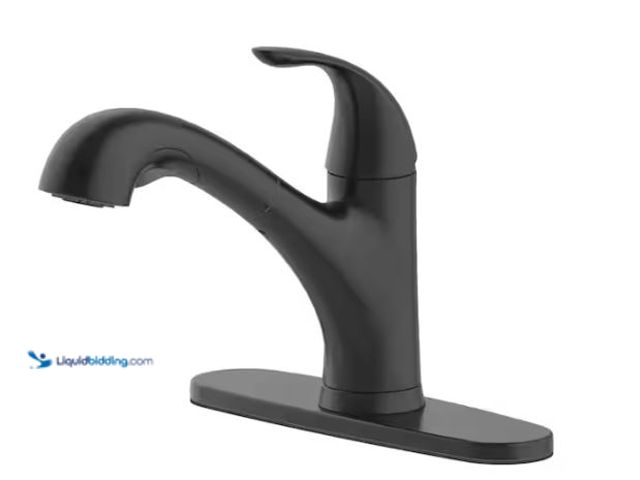 Lot 49-1624456 - Glacier Bay Market Single-Handle Pull-Out Sprayer Kitchen Faucet in Matte Black Model # HD67737-0010...