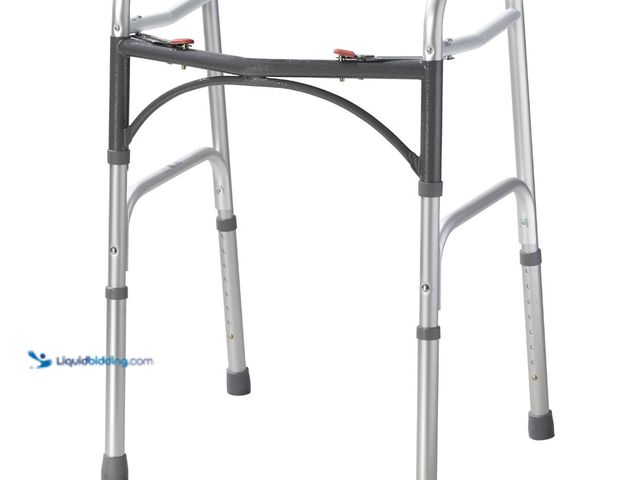 Lot 49-1570342 - Drive Medical 2-Button Standard Foldable Walker for Seniors & Adults - Adjustable Legs - Lightweight...