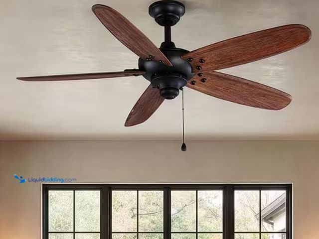 Lot 49-1623734 - Home Decorators Collection Altura 48 in. Indoor/Outdoor Matte Black Ceiling Fan with Downrod and Rev...