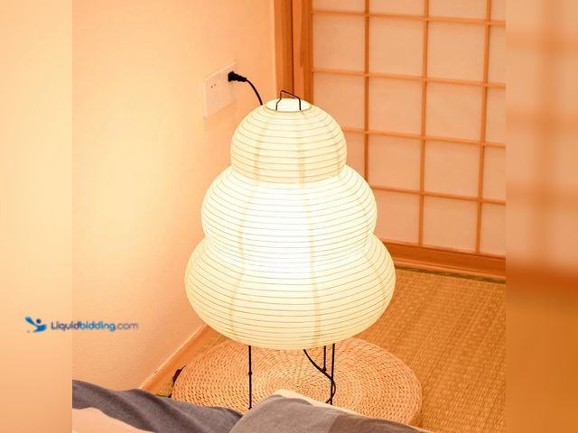 Lot 49-5410966 - Japanese Rice Paper Floor Lamp - 3000K Bulb Included White Handmade Noguchi Lamp with Lantern Lamp S...