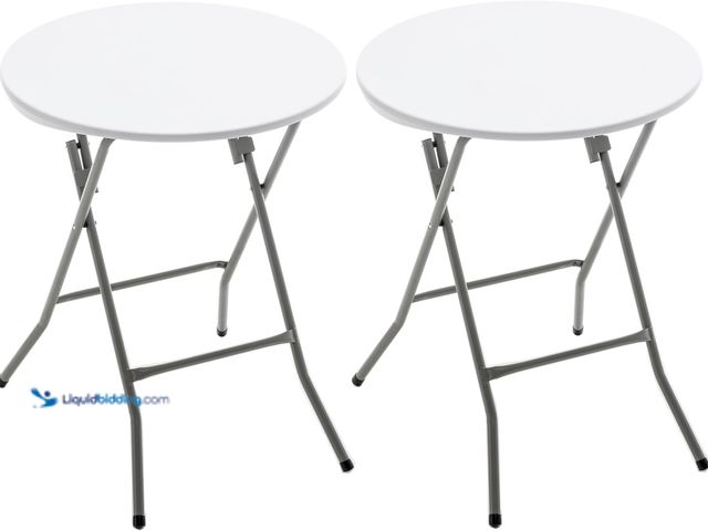 Lot 49-3531491 - BTEXPERT Set of 2, White 24" Round Plastic Folding Table Commercial Portable for Picnic Party Campin...