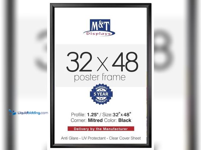 Lot 49-3464237 - M&T Displays Snap Poster Frame Black 1.25" Aluminum Profile Front Loading Wall Mounting Photo Pictur...