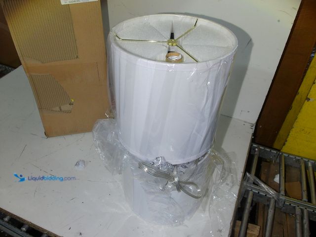 Lot 49-3600474 - Set of 2 Gold Metal Table Lamps With White Shade and Crystal Accent, Unused  Ref#CRS0209