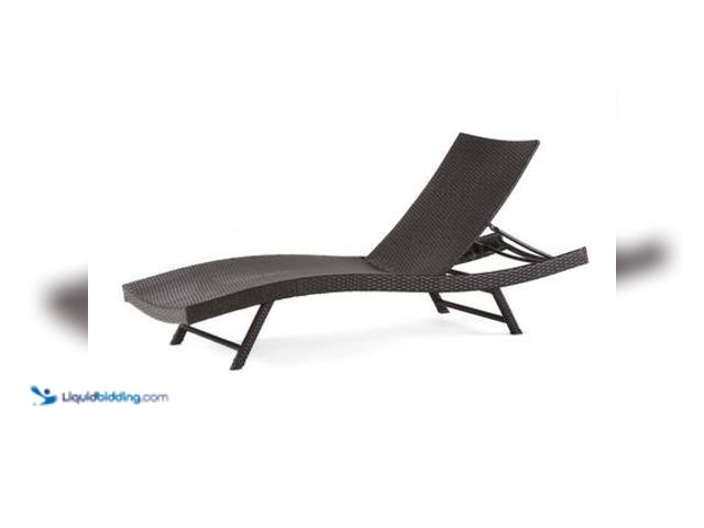 Lot 49-5559222 - Noble HouseBrown Faux Rattan Outdoor Patio Chaise Lounge Chair. Model # 7008. used, some scuffs