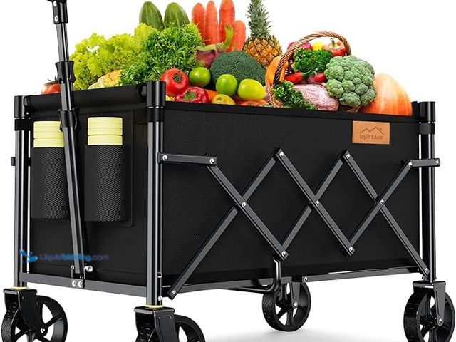 Lot 49-1518550 - Collapsible Wagon Cart Foldable with 220lbs Weight Capacity, Lightweight Portable Folding Utility Gr...