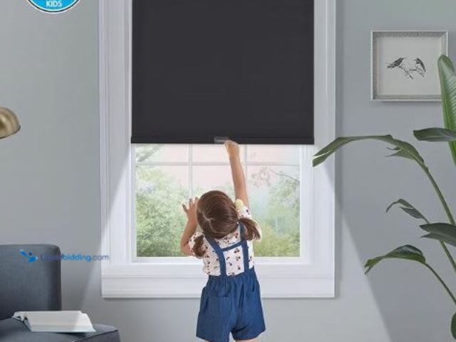 Lot 49-1630839 - 72"L x 72"H Persilux Cordless Blackout Roller Shades for Windows, Pull Down, with Valance, Thermal I...