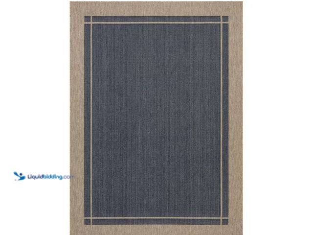 Lot 49-1622569 - Hampton Bay Navy Center Border 8 ft. x 10 ft. Indoor/Outdoor Area Rug, Slightly Used Condition, Mode...