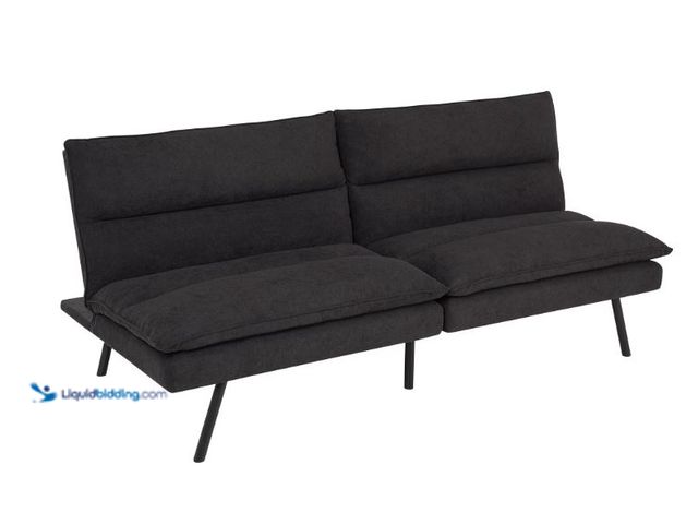 Lot 49-1631051 - Mainstays Pillow Top Futon, Charcoal, Model # 1378981369, Slightly used, Has attachments, Scuffs/Scr...