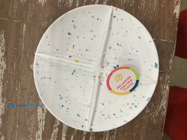 Lot 49-5544010 - QTY:16 - Lucky Star Enterprise. White/Multi colored Melamine 7.5in Serving Plates 4 PACK Model: 234-...