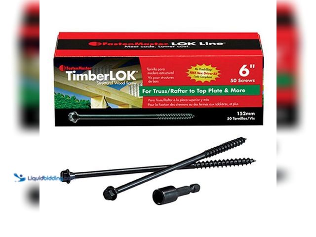 Lot 49-2024219 - FastenMaster TimberLOK Structural Wood Screws - 6 inch wood screws with hex head - Black (50 Pack). ...