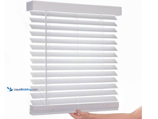 Lot 49-2026013 - Home Decorators Collection White Cordless Faux Wood Blinds for Windows w/ 2 in. Slats-53.125 in. W x...