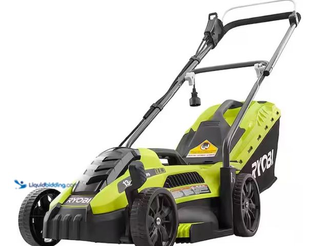 Lot 49-1567651 - RYOBI 13 in. 11 Amp Corded Electric Walk Behind Push Lawn Mower, Model # RYAC130-S, Slightly used, T...