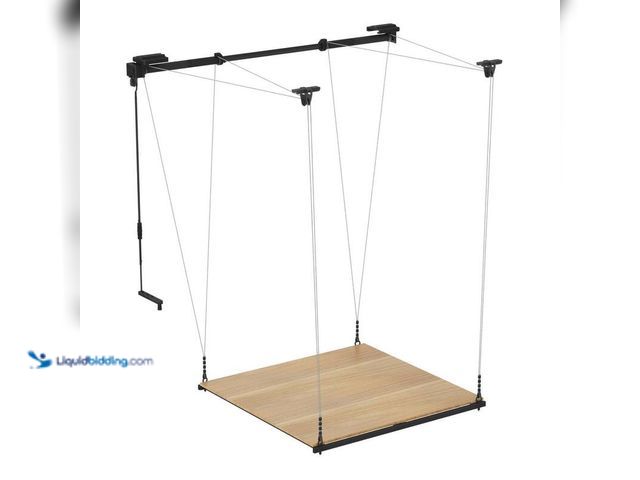 Lot 49-5406612 - Fleximounts Lift Series 48 in. W x 48 in. D x 15-79 in. H Black Ceiling Mounted Overhead Garage Stor...