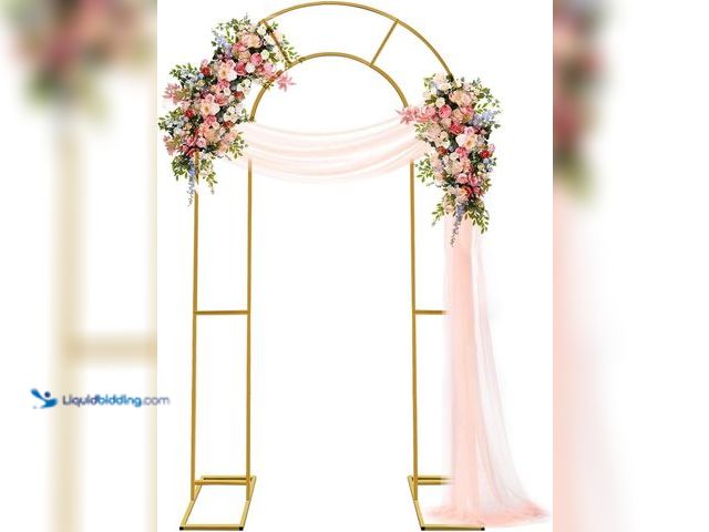Lot 49-5437675 - Double Arch Backdrop Stand Metal Open Arch Backdrop Frame U Shaped Wedding Arches for Ceremony Baby ...