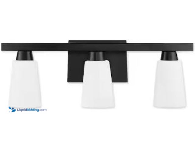 Lot 49-3612777 - Hampton Bay 24 in. KESTLE 3-Light Black Vanity Light with Night Light Mode, E26 Incandescent or LED ...