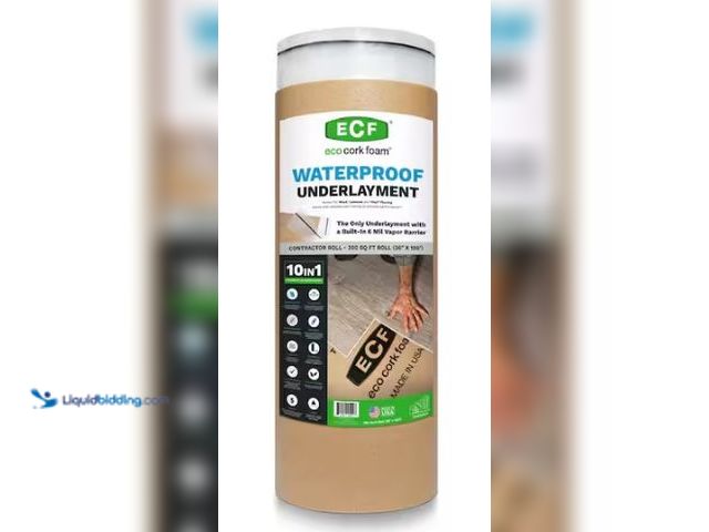 Lot 49-1519266 - Eco Cork Foam 300 sq. ft. 3 ft. x 100 ft. x3.2mm Waterproof Premium Plus 10-in-1 Underlayment-Vinyl ...