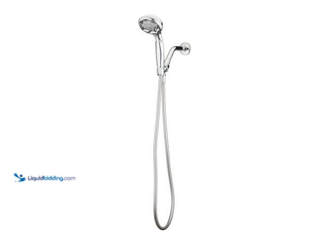 Lot 49-5548940 - Glacier Bay 4 in. 6-Spray Wall Mount Handheld Shower Head in Chrome Model # 84930001HC USED.