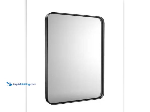 Lot 49-2026294 - FIRNEWST Modern 30 in. W x 22 in. H Rectangle Black Framed Bathroom Vanity Mirror Wall Mirror with R...
