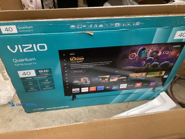 Lot 49-5573146 - VIZIO 40" Class FHD (1080p) QLED Smart TV (VFQ40M-1004), Unused with attachments, hardware, works