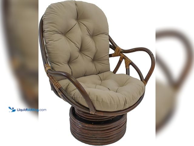 Lot 49-1557298 - Blazing Needles Swivel Rocker Chair Cushion, 48" x 24" x 5", Polyester Solid Twill,  Toffee, Model #...