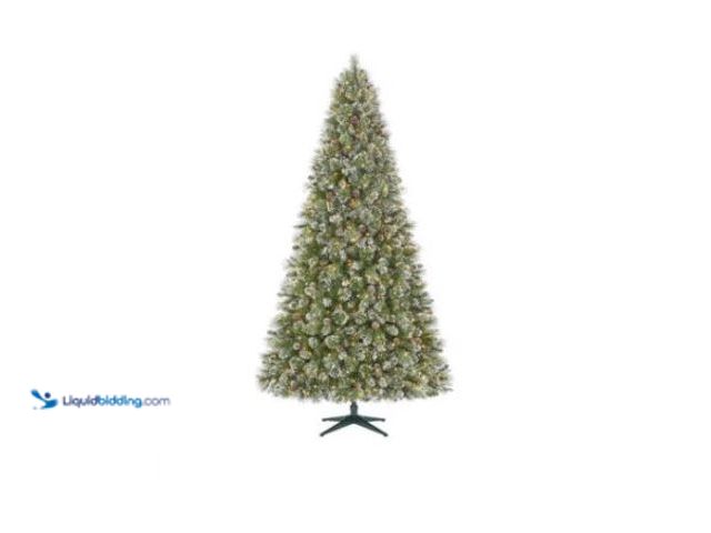 Lot 49-1544913 - Home Accents Holiday 9 Ft. Pre-Lit LED Sparkling Amelia Frosted Pine Artificial Christmas Tree with ...