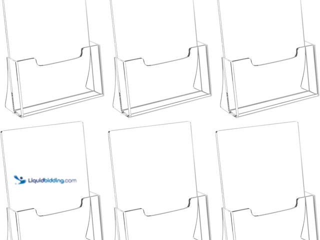 Lot 49-5459407 - HIIMIEI Brochure Holder 8.5 x 11 inches, Acrylic Flyer Holder with 6 Pack. Model #B0BN7XLZCP. Unused...