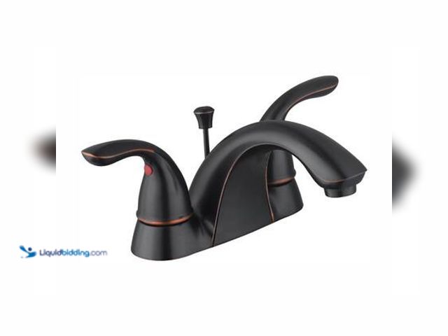 Lot 49-3565662 - Glacier Bay Builders 4 in. Centerset Double Handle Low-Arc Bathroom Faucet in Bronze. Model # HD6709...