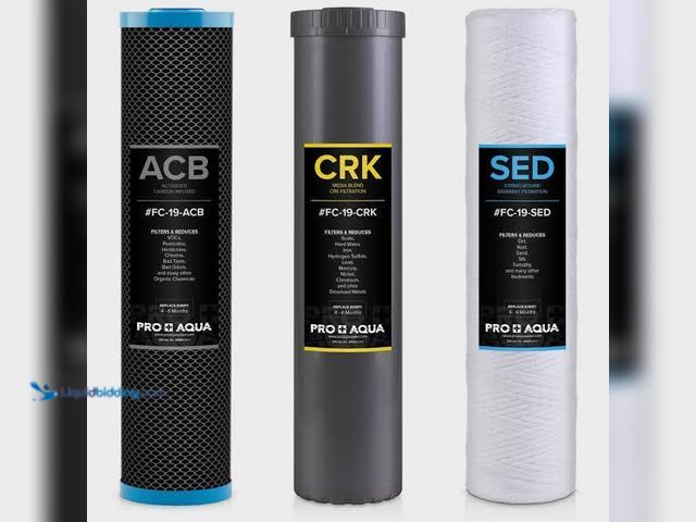 Lot 49-1629102 - PRO+AQUA ELITE GEN2 Whole House Replacement Filter Set, Heavy Metals Well Water - Sediment, KDF/Blen...