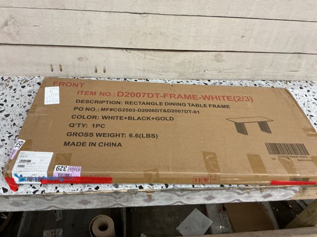 Lot 49-5459683 - Rectangle dining table fraME. Black, white and gold. Item no - D2007DT. Used