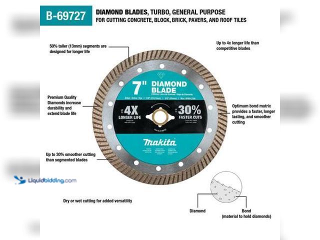 Lot 49-5554244 - Makita 7 in. Turbo Rim Diamond Blade for General Purpose Model # B-69727 Unused
