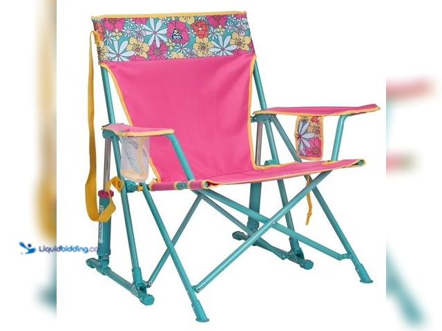 Lot 49-1627131 - GCI Outdoor Kickback Rocker Chair In Pink With Floral Print, Slightly Used, Scuffs and Scratches  Re...