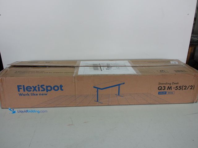 Lot 49-3473703 - Standing Desk Frame, White, Model # Q3M-55(2/2), Unused, Factory packed, No top.  Ref#BULK1126