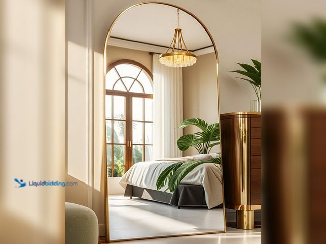 Lot 49-1549220 - Arched Full Length Mirror80 x40 Full Body Floor Mirror Standing Hanging or Leaning Wall, Arch Wall M...