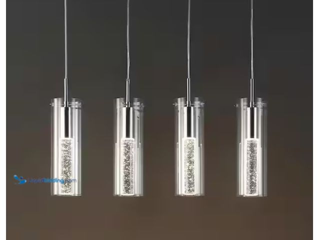 Lot 49-1628042 - JONATHAN Y Mium 29.5 in. 4-Light Modern Style Iron/Crystal/Glass Integrated LED Linear Pendant Light...