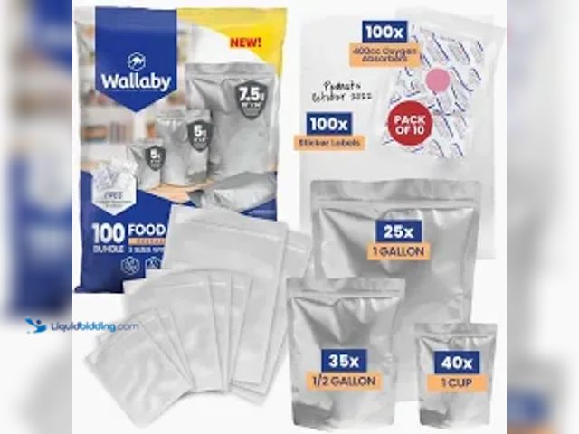 Lot 49-5541975 - QTY 2. Wallaby 100ct Multi-Size Mylar Bags, 400cc Oxygen Absorbers, 15 & 10 Mil Total Thickness, 1-G...