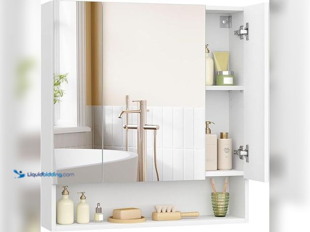 Lot 49-3528061 - VASAGLE KAILYN Collection - Medicine Cabinet Mirror, Bathroom Wall Mirror Cabinet with Storage, Open...