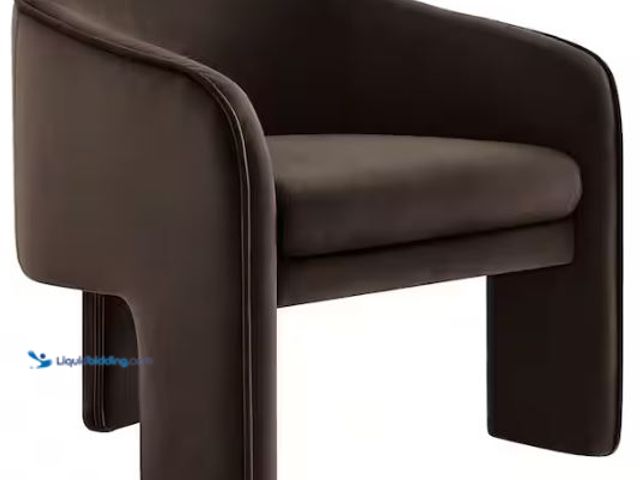 Lot 49-1549477 - MODWAY Greer Comfy Barrel Accent Chair with 3 Legs in Chocolate Brown Performance Velvet, Model # EE...