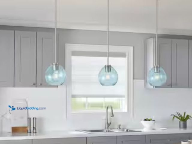 Lot 49-2001410 - (3-Pack) 7.16 in. Blue Tint Bubble Glass Globe Pendant Lamp Shade With 2.25 in. Lip Fitter, Model # ...