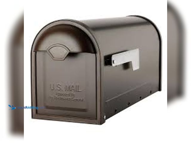 Lot 49-5407716 - Architectural Mailboxes Winston Rubbed Bronze, Large, Steel, Post Mount Mailbox with Nickel Flag  Us...