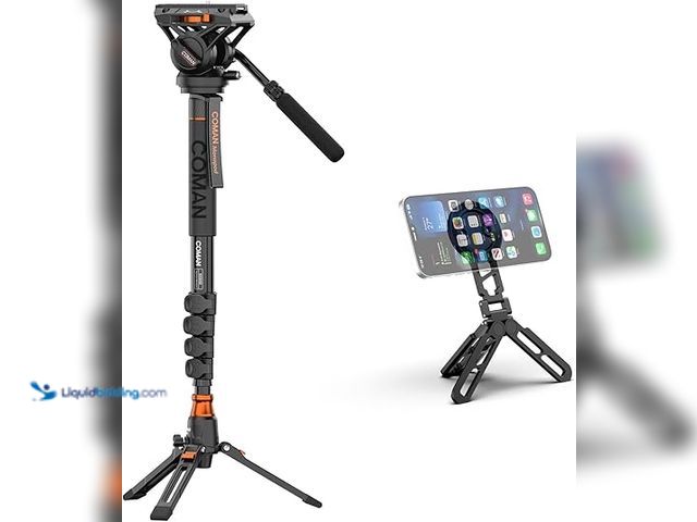 Lot 49-1576826 - COMAN Monopod with Feet + DP55 Magnetic Pocket Phone Tripod Stand Model #KX3232Q6, Unused  Ref#CRS02...