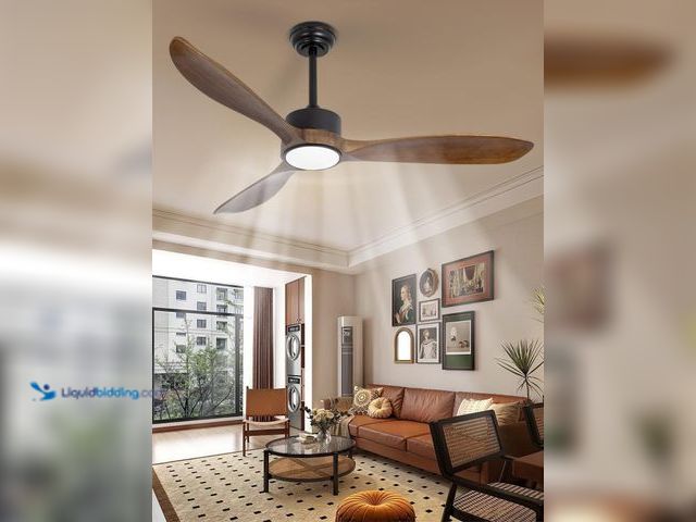 Lot 49-5463640 - 52inch Brown Wood Ceiling Fan with Light and Remote, Silent DC Motor,6 Speed Levels, Dimmable Lights...