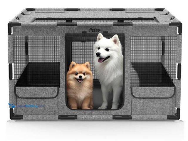 Lot 49-1517543 - Dog Playpen, 43x43x26 Inches Puppy Playpen Portable with Top Cover, Thickened Fabric Tear Resistant ...
