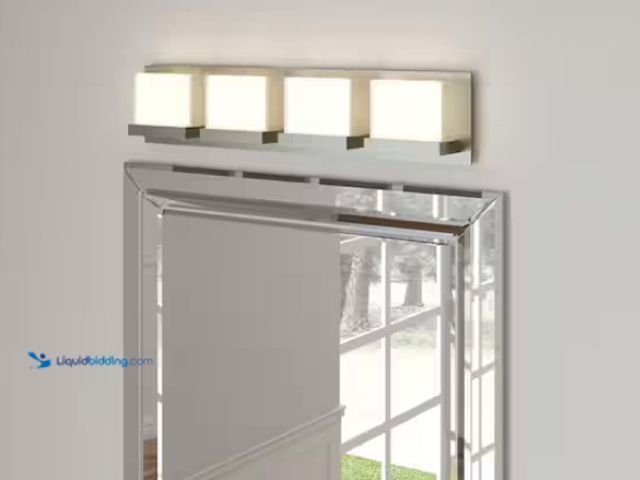 Lot 49-1550475 - Home Decorators Collection Alberson Collection 4-Light Brushed Nickel LED Vanity Light with Frosted ...