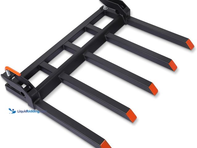 Lot 49-5410571 - Clamp on Debris Forks to 48" Bucket, Heavy Duty 5 Fork Tines Clamp-on Pallet Attachments with 2500 L...