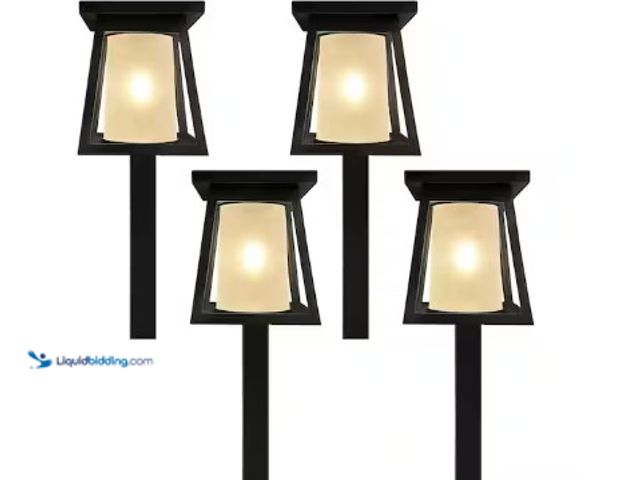 Lot 49-5542476 - Monteaux Lighting
Black Integrated LED Outdoor Solar Pathway Lights with Frosted Glass (4-Pack), Un...