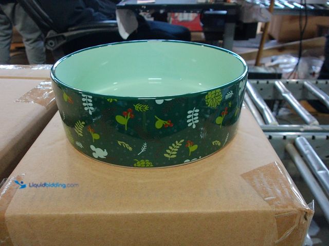 Lot 49-3471552 - (2) Mickey Mouse Holiday Ceramic Bowl 5 Cups, Green, Model# 280621, Unused.  Ref#LB RELIST