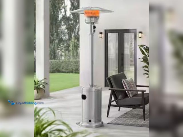 Lot 49-1569641 - Hampton Bay 48000 BTU Stainless Steel Propane Standing Patio Heater with Wheels, Model # NCZH-G-SS, ...